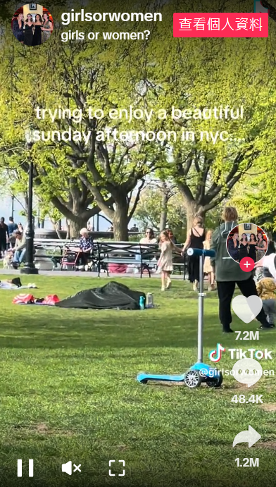 美國紐約公園現「毛毯活春宮」,影片網上瘋傳。(TIKTOK)