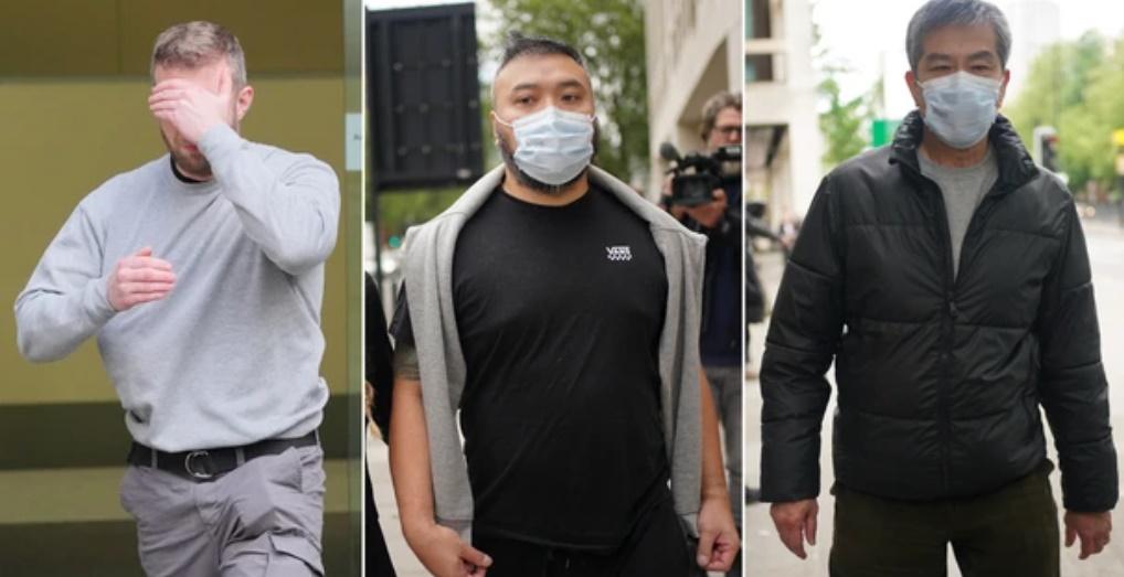 (左起)37歲的Matthew Trickett、38歲華裔男子衞志樑、63歲的袁松彪於13日獲准保釋。(資料圖片)
