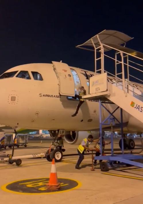 地勤人員退出機門時踏空,整個人從高處墮下,背部落地。(X)