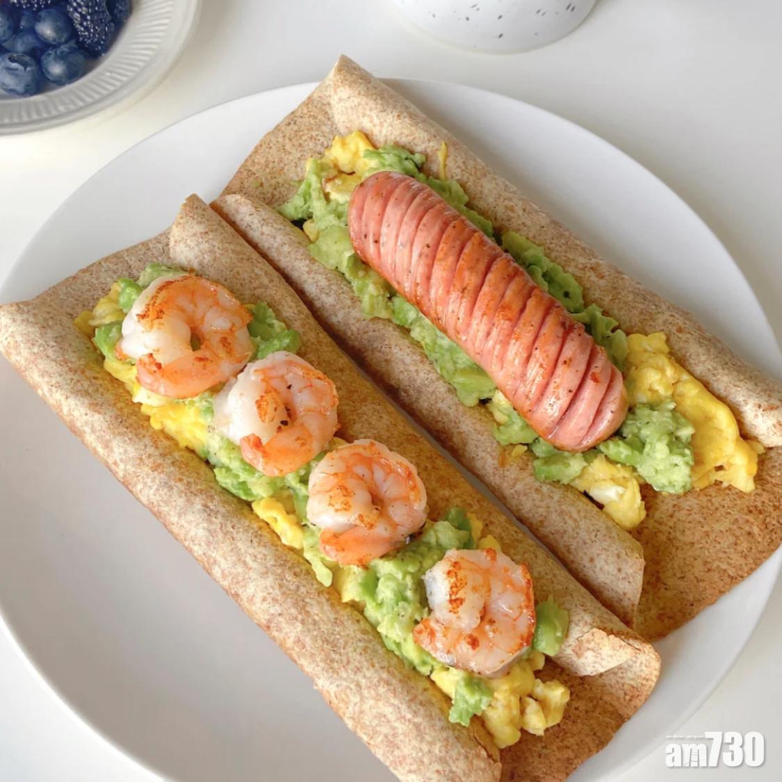 捲餅食譜|芝士牛油果全麥捲餅可以隨心捲成不同形狀。