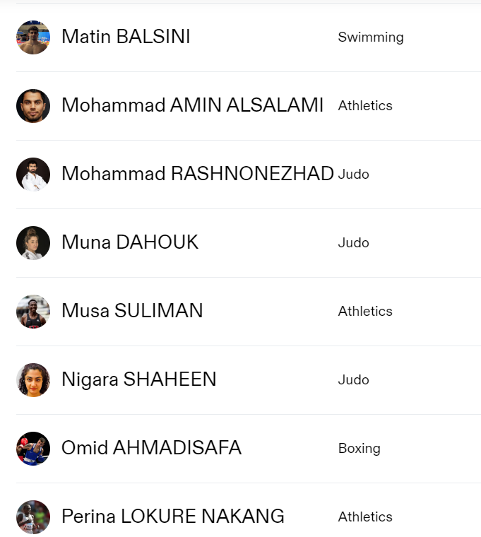 巴黎奧運|難民代表團36名運動員來自11國家或地區。(奧委會截圖)