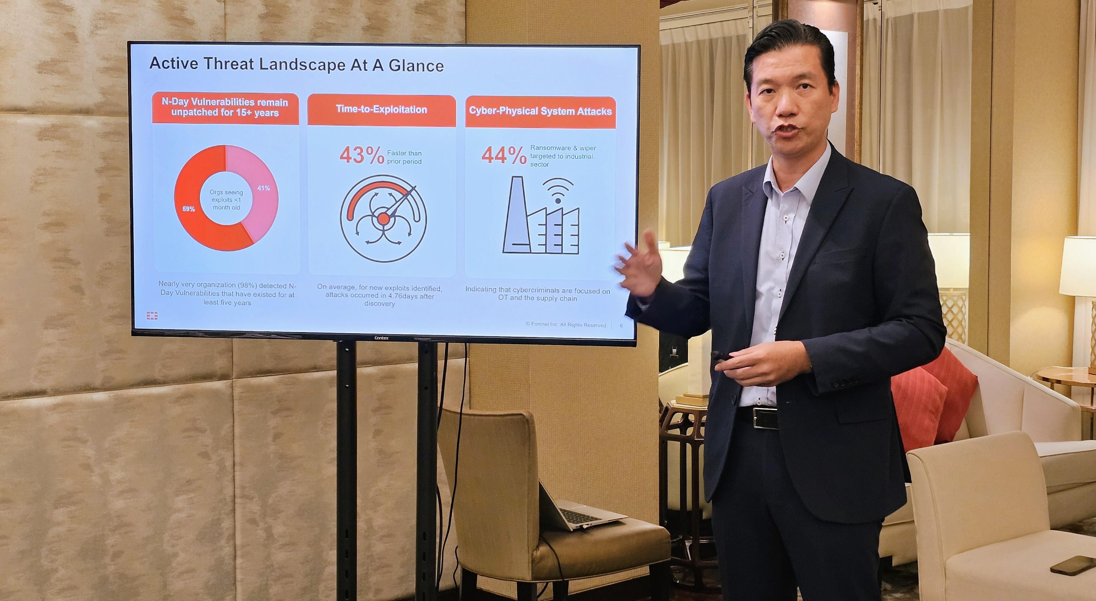 Fortinet香港區總經理馮家健Michael分析香港現時網絡安全趨勢,指44%勒索事件發生在工業客戶身上。