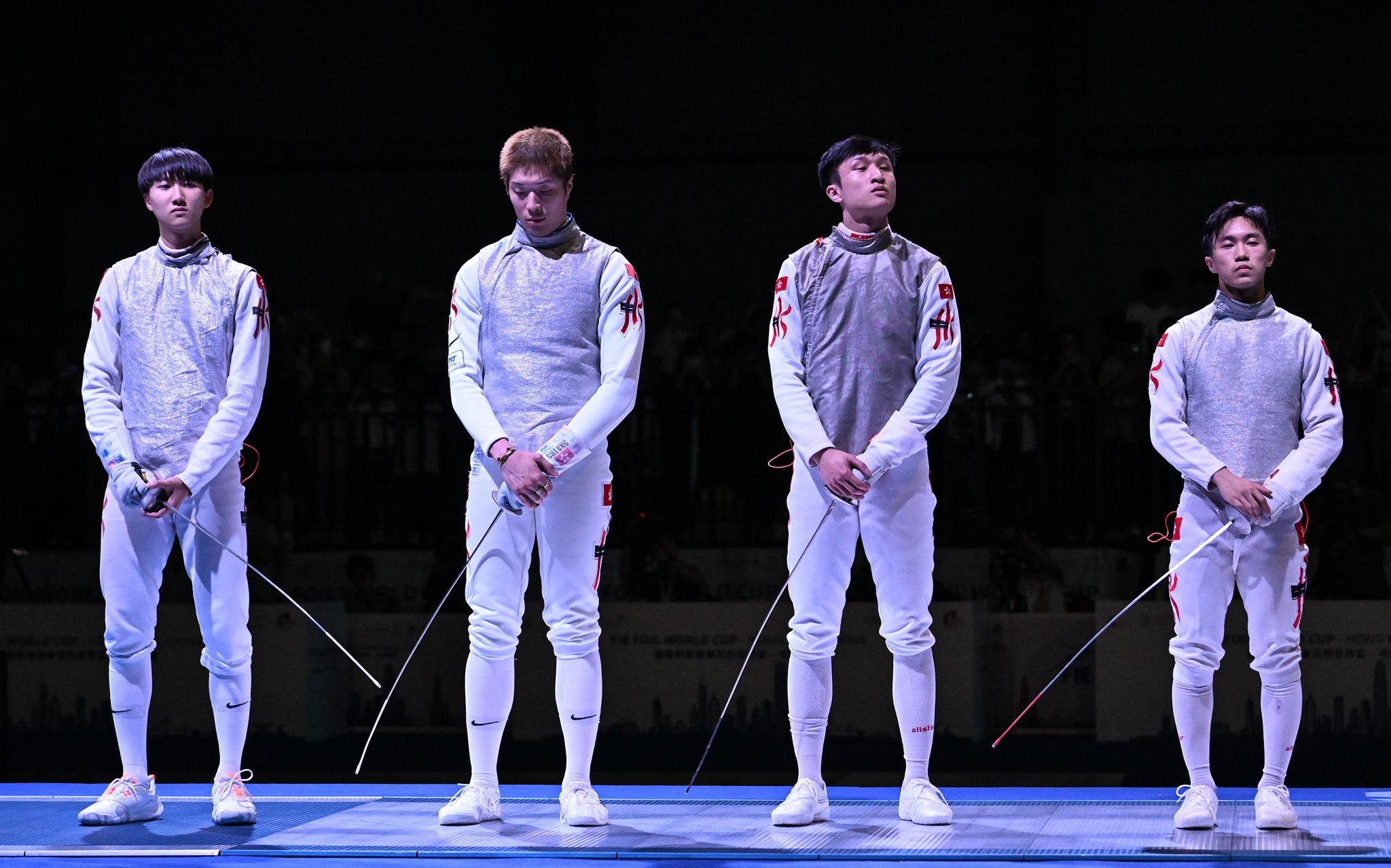 國際劍擊聯會花劍世界盃香港站,港隊在男花團體賽決賽反勝意大利隊,奪得隊史世盃分站首金 (國際劍擊總會)