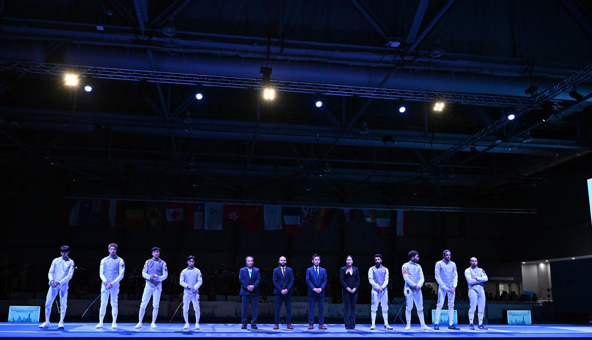 國際劍擊聯會花劍世界盃香港站,港隊在男花團體賽決賽反勝意大利隊,奪得隊史世盃分站首金 (國際劍擊總會)