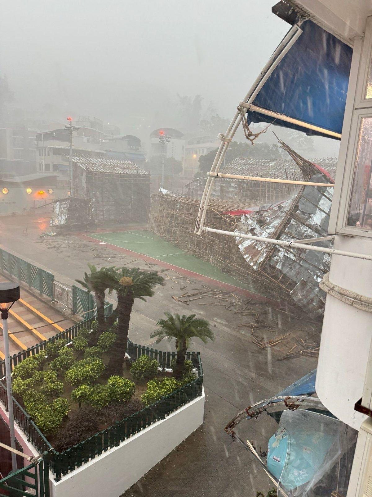 長洲太平清醮|強風「冧包山」棚架倒塌無人傷(網上圖片)