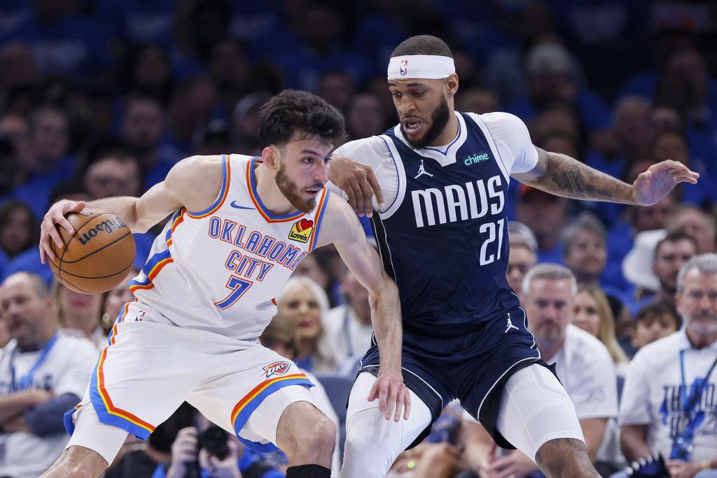 雷霆以117:95擊敗獨行俠,場數領先1:0。(美聯社)