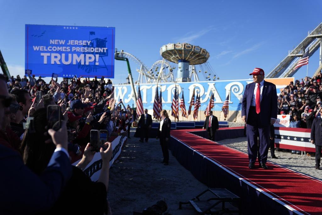 特朗普周六在新澤西州Wildwood海灘旁的遊樂場舉行造勢大會。(美聯社)