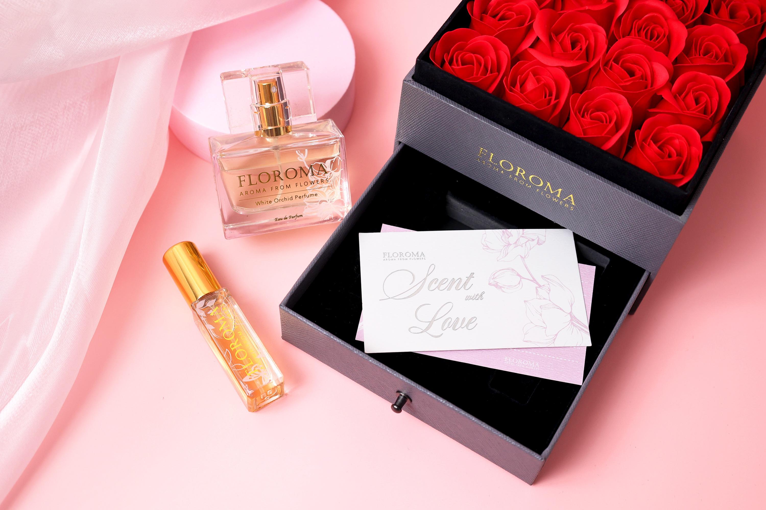 母親節禮物推介2024|FLOROMA 雙層抽屜豪華花盒+大小香水套裝 $888 (價值$1,188)
