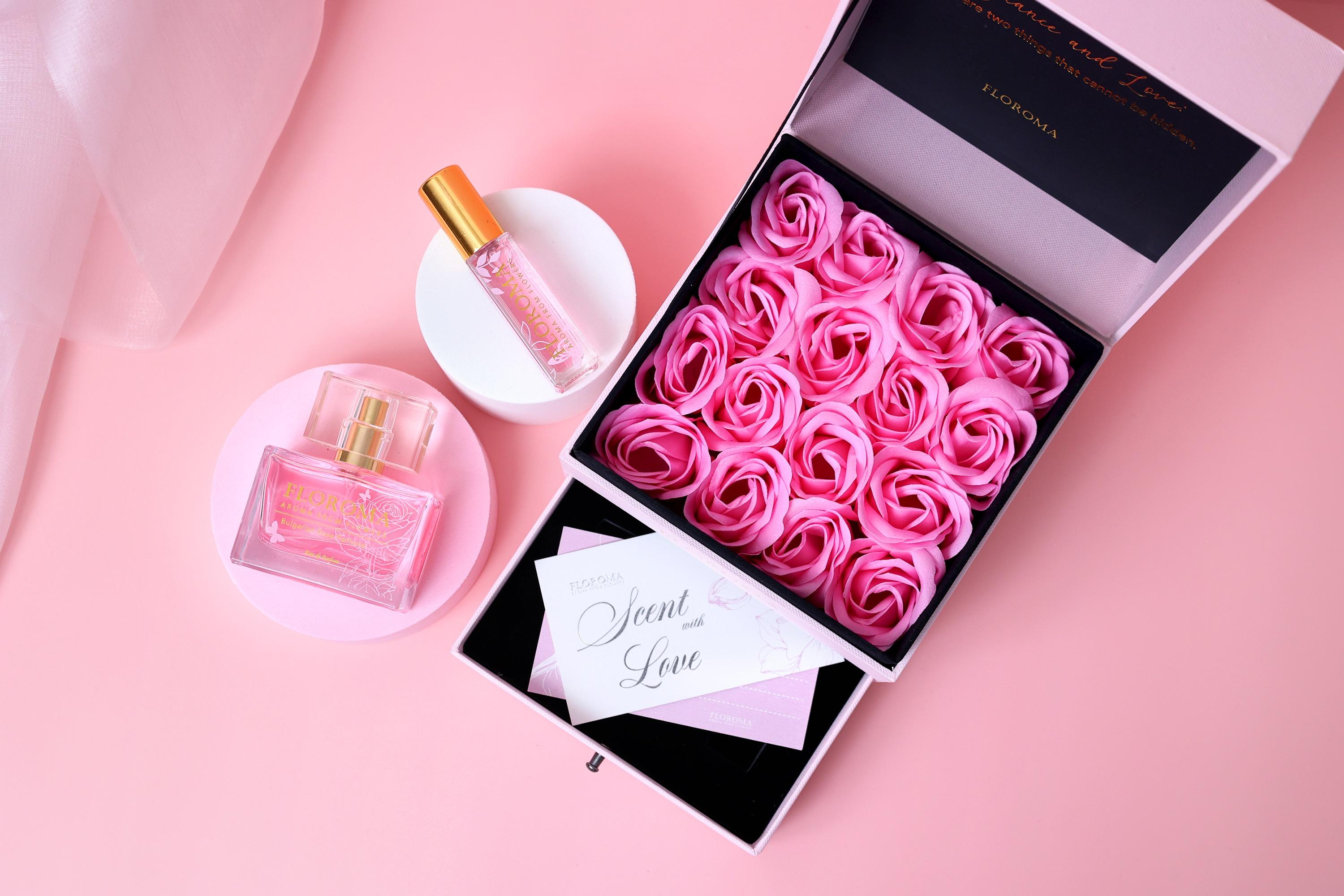 母親節禮物推介2024|FLOROMA 雙層抽屜豪華花盒+大小香水套裝 $888 (價值$1,188)