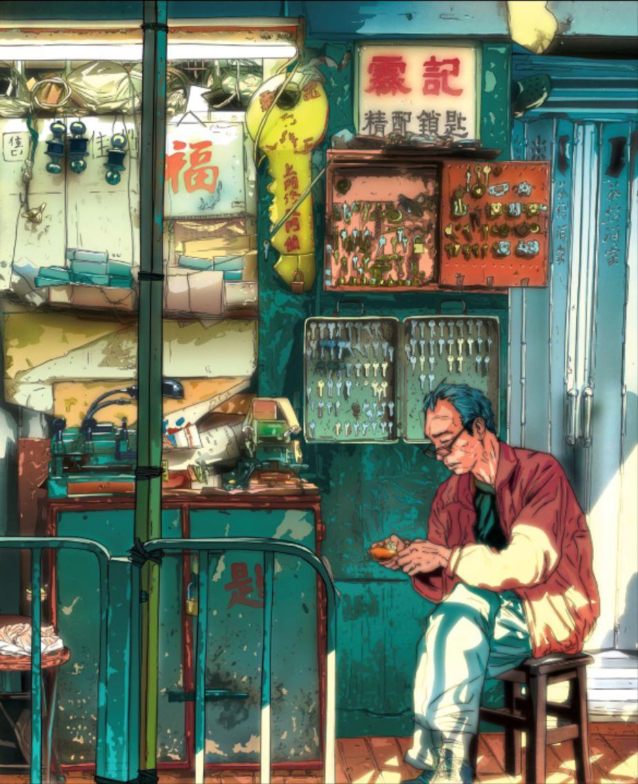 以香港場景為主題的插畫作品