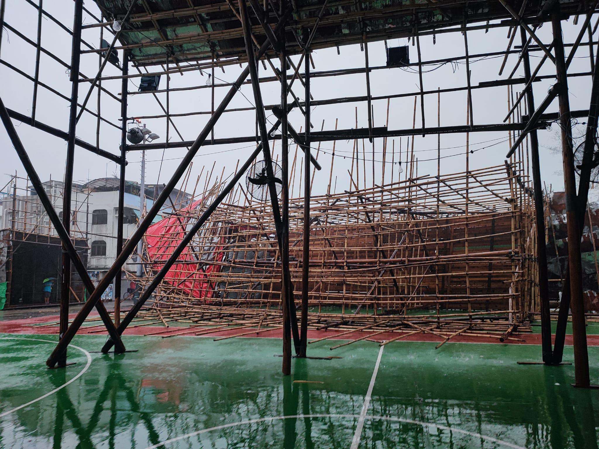 長洲太平清醮|強風「冧包山」棚架倒塌無人傷(Don Lee/Living Cheung Chau 活力長洲FB)