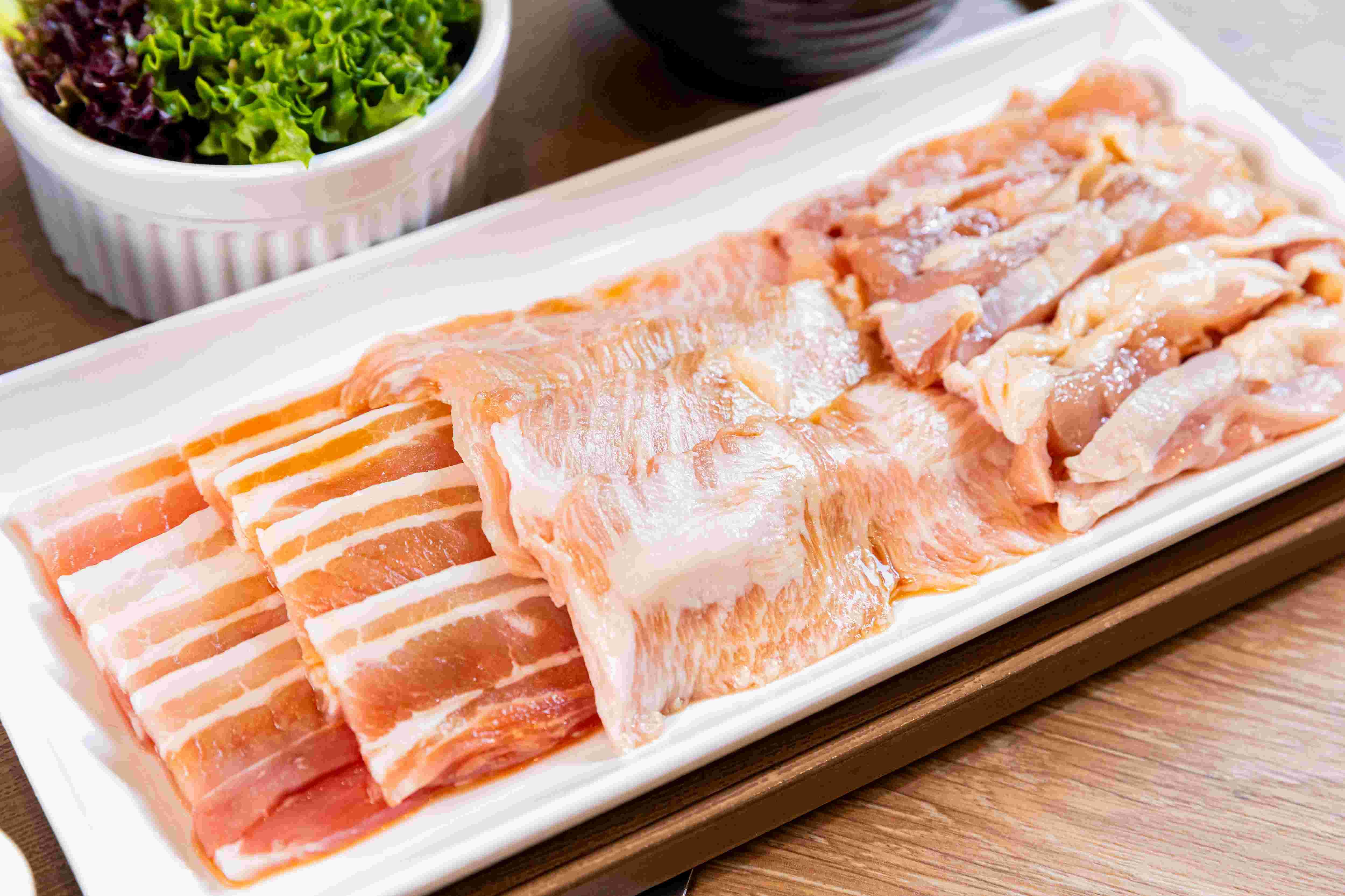 鷄肉、豬頸肉和五花