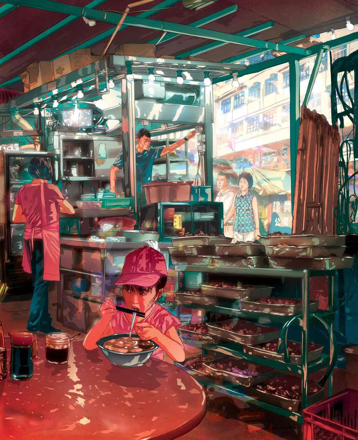 以香港場景為主題的插畫作品