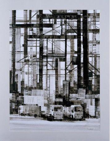 《貨櫃碼頭》,李植強先生 「2023 年大華銀行年度最佳水墨藝術作品」及 山水風景或具象公開組 金獎