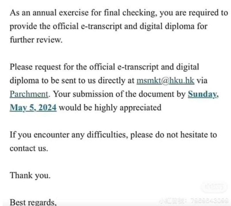 港大早前展開調查,要求學生補交學士學位大學所發出的成績單。(網上圖片)
