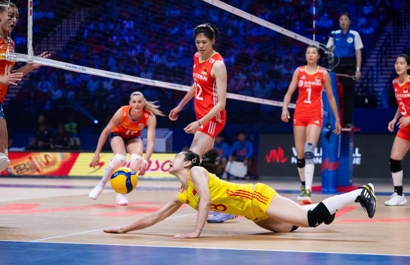 世界女排聯賽|中國女排反勝荷蘭。(新華社)