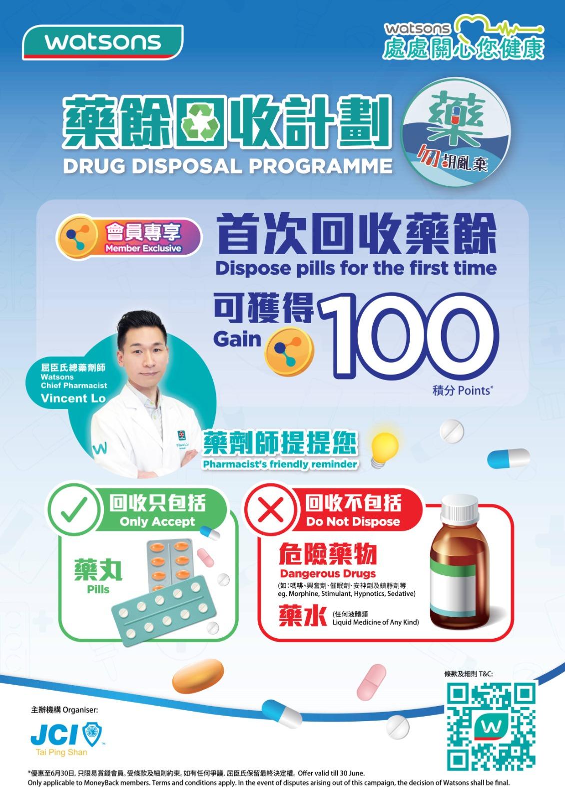 屈臣氏推藥餘回收 首次成功可獲易賞錢積分 附回收點名單