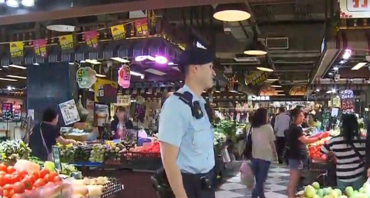 藍田啟田巿場發生傷人及管有攻擊性武器案(無綫新聞畫面)