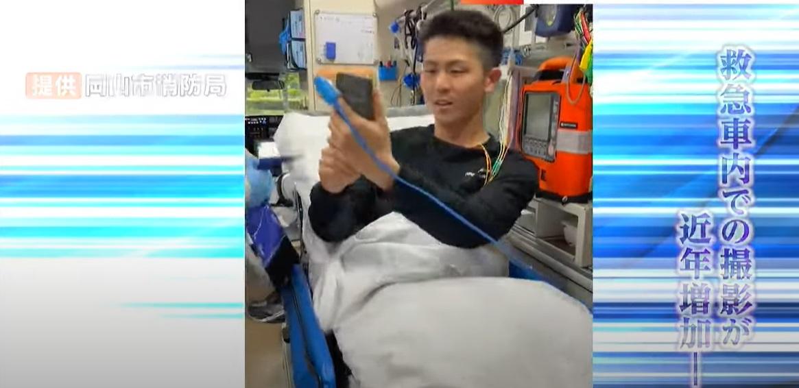 岡山消防局隊員做救護車打卡案件重演。(互聯網)