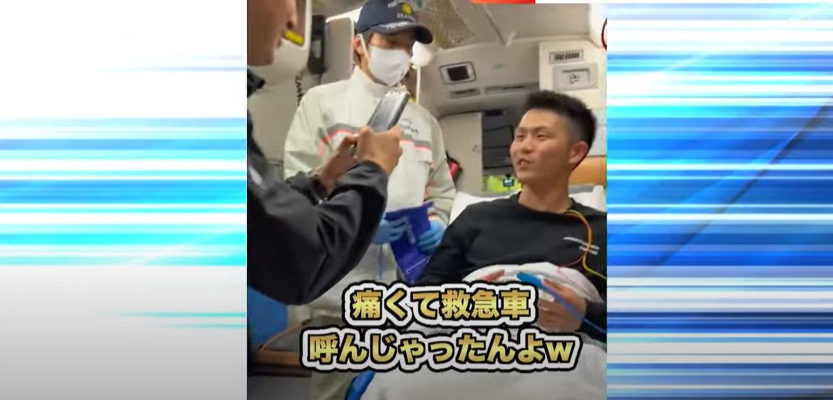 岡山消防局隊員做救護車打卡案件重演。(互聯網)