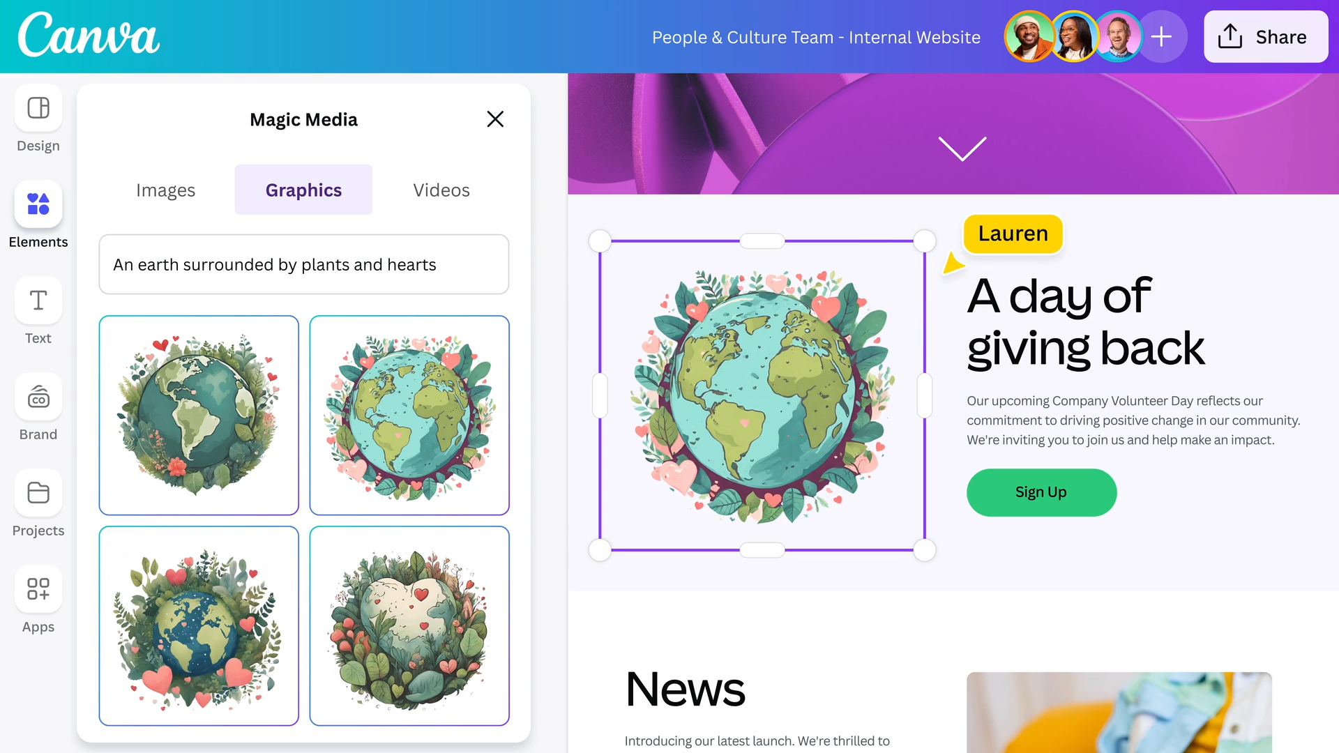 Canva新功能|文字生成圖像可以創作插畫、標記等。