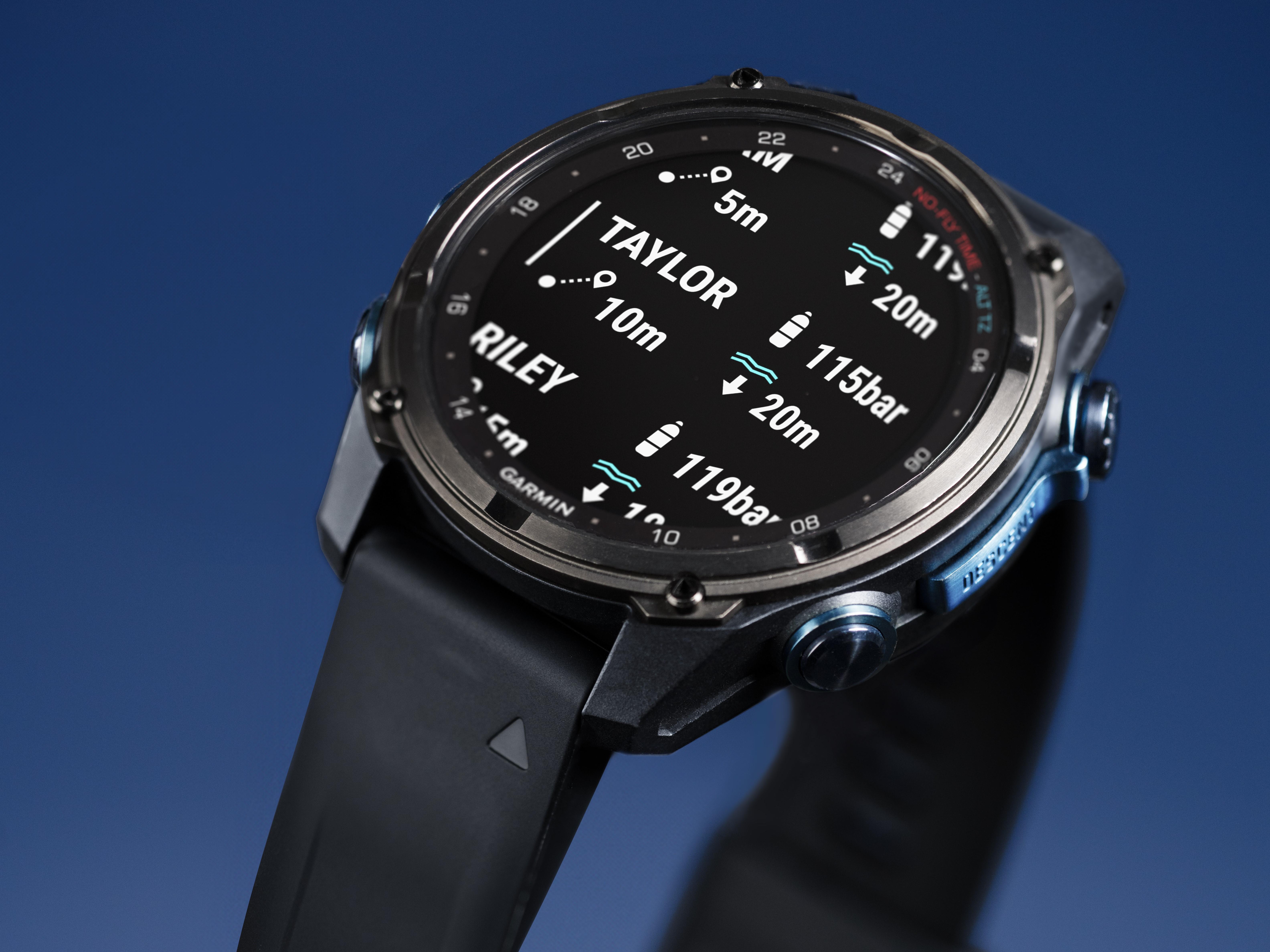 Garmin Descent Mk3搭載ALMOLED高亮度全彩觸控螢幕,防水等級深達200米。