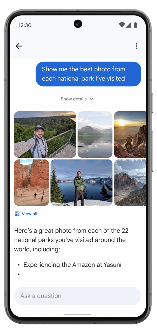 Google I/O|智能搜尋詢問Google Photos篩選最佳照片,不用自行翻頁尋找。