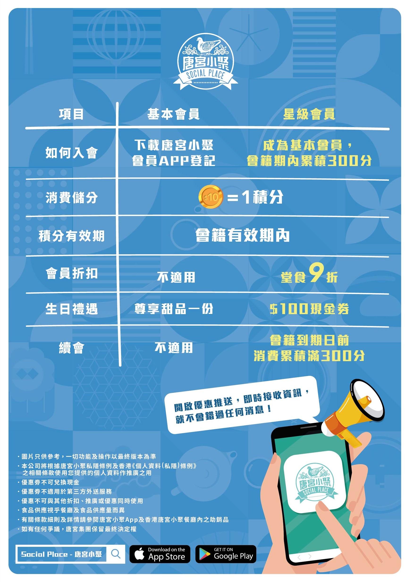 唐宮小聚會員招募 免費入會可享多重優惠