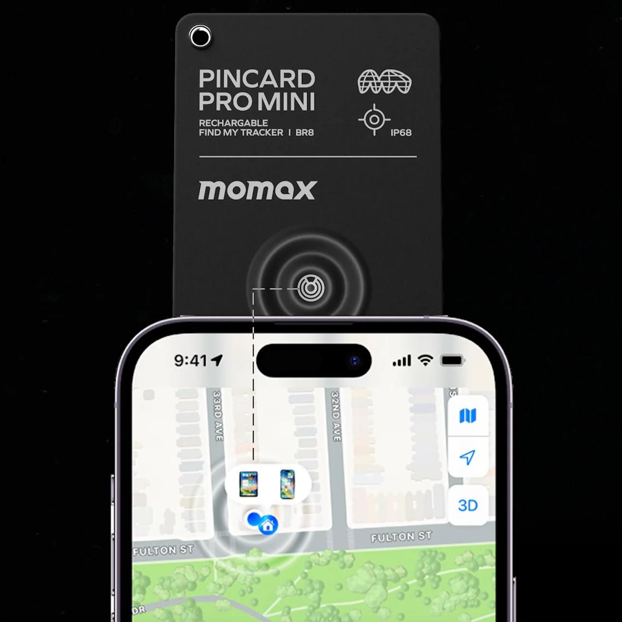 PinCard Pro Mini使用Apple的Find My全球網絡,即時定位。