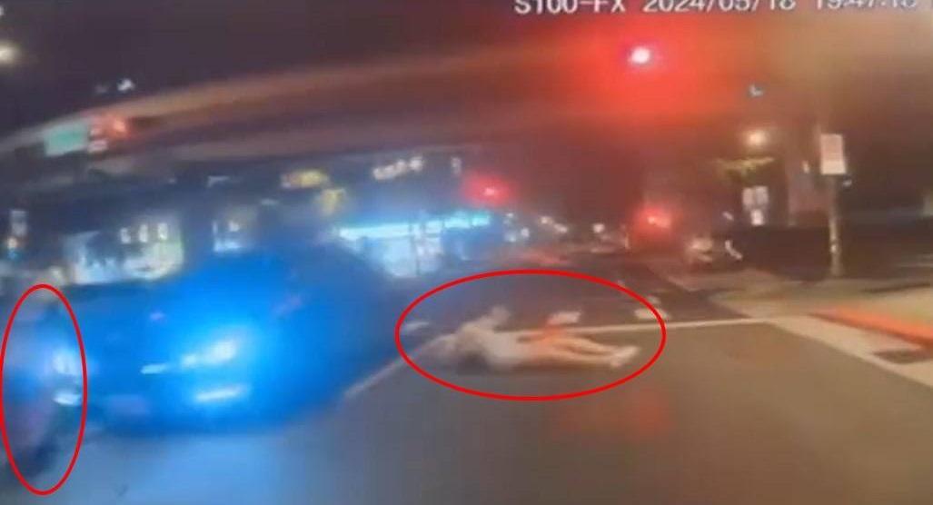 港母女台北遇「行人地獄」逐格睇。(網片截圖)