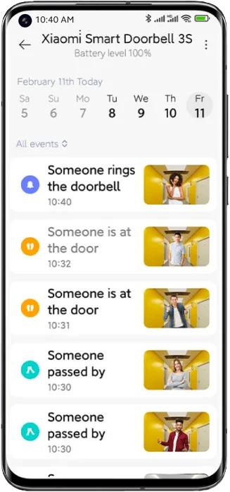 小米Xiaomi智能視像門鐘3S提供免費 72 小時滾動雲端儲存。