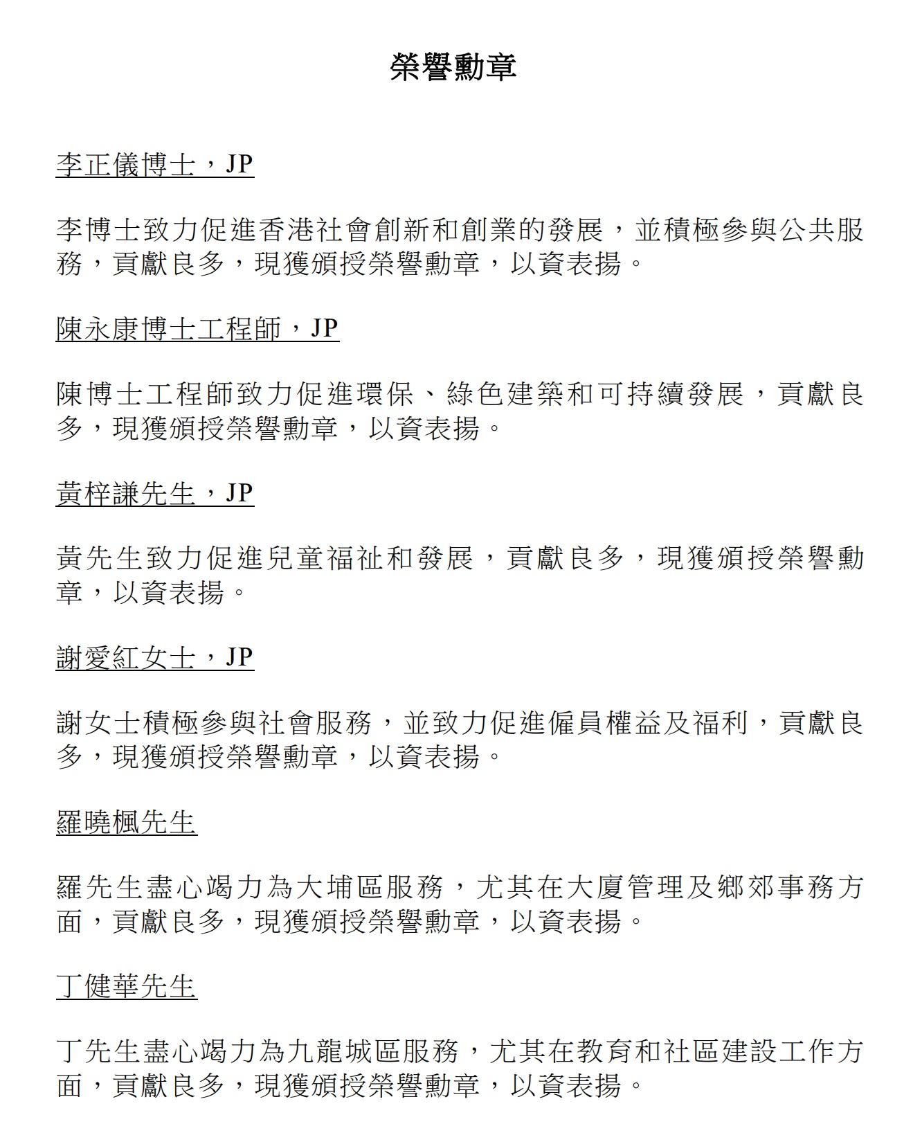 授勳2024|榮譽勳章。(政府新聞處)