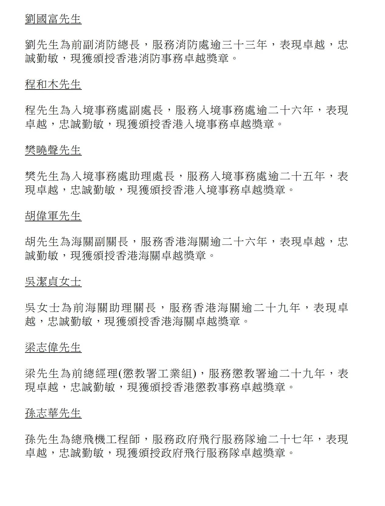 授勳2024|紀律部隊及廉政公署卓越獎章。(政府新聞處)