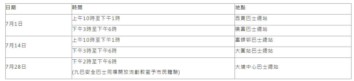 九巴「夏日賞童遊」主題巴士出巡快閃活動
