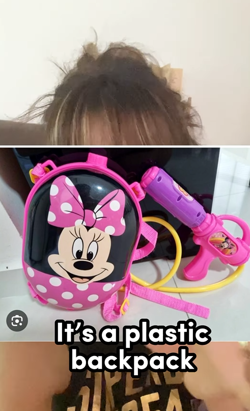 女事主展示其中一款涉事的玩具水槍。(互聯網)