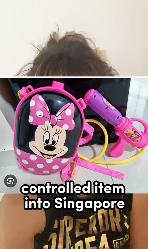 女事主展示其中一款涉事的玩具水槍。(互聯網)