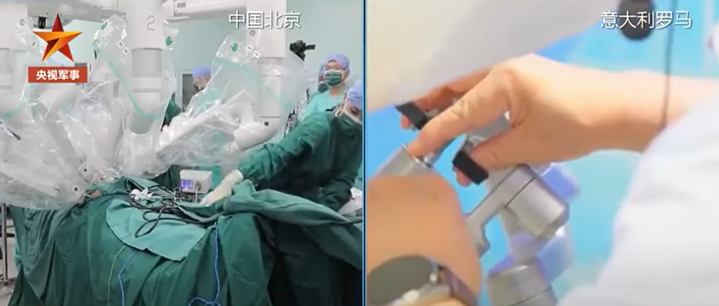 一名前列腺癌病人在北京接受手術,但醫生卻身在8,100公里外的意大利羅馬遙距操刀。(影片截圖)
