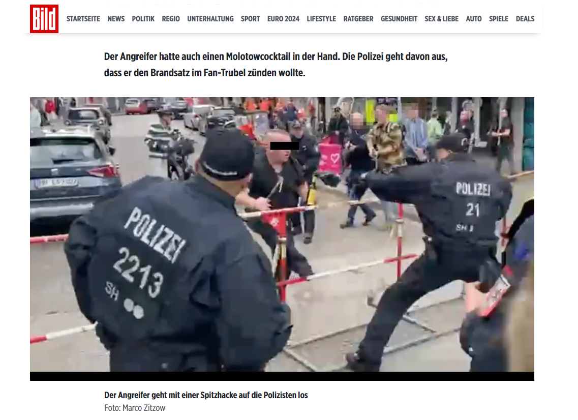 德國《圖片報》網站報道事件。(互聯網)