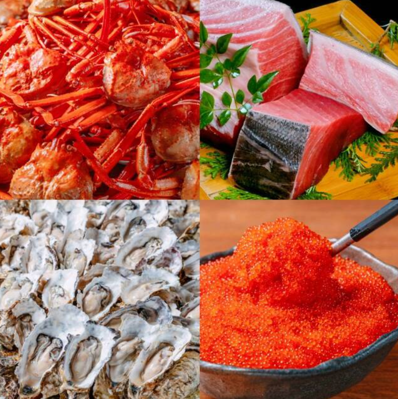 東京澀谷採取外國遊客與本地人兩種收費制的餐廳,其提供的海鮮放題餐點。(互聯網)