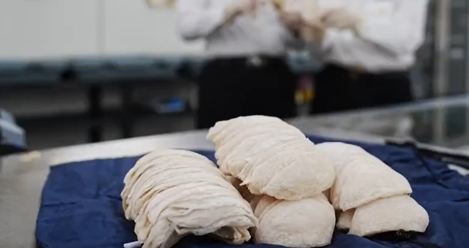 廣東蓮塘海關在旅檢進境渠道查獲一宗旅客人身藏匿燕窩走私入境案,查獲燕窩1,107克。(影片截圖)