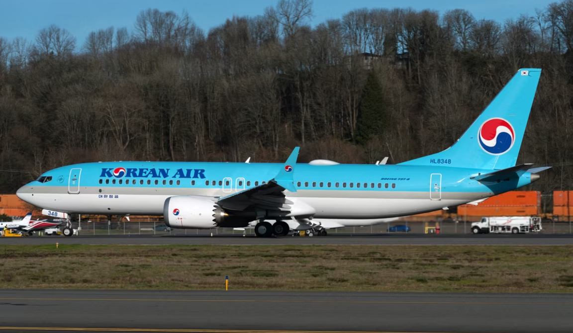 大韓航空其中一架波音737 MAX客機。(資料圖片)
