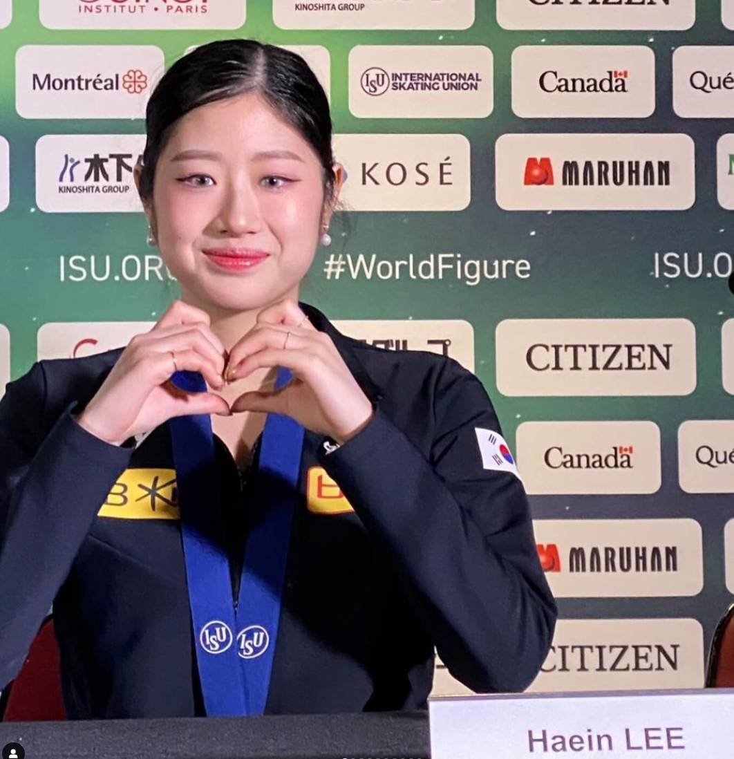 李海仁曾得2023年花滑世錦賽女單銀牌,被譽為「金妍兒接班人」。(IG@happy_haein05)