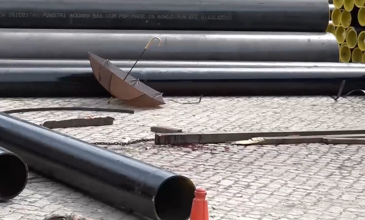 大角咀發生工業意外,一名男工頭部重傷不治(有線新聞畫面)