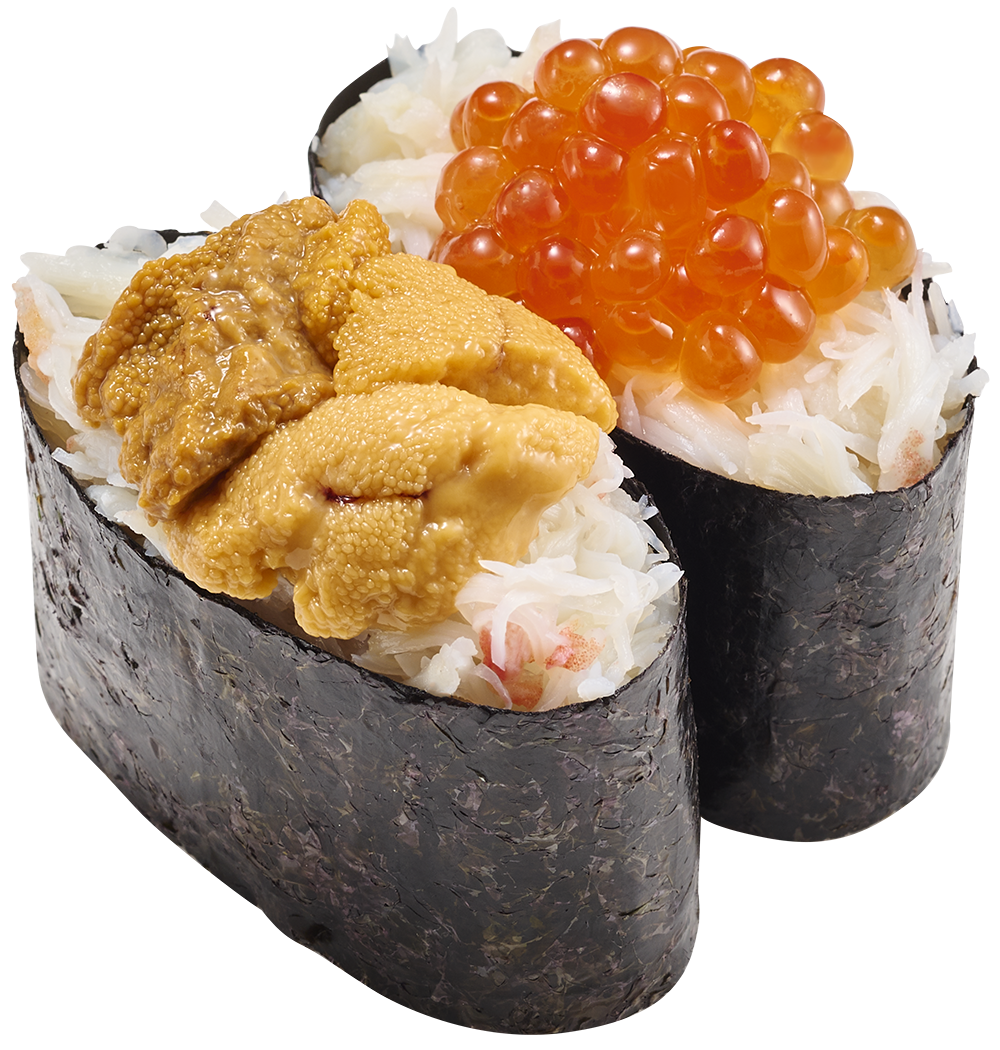 蟹肉軍艦配海膽三文魚子雙味_27元