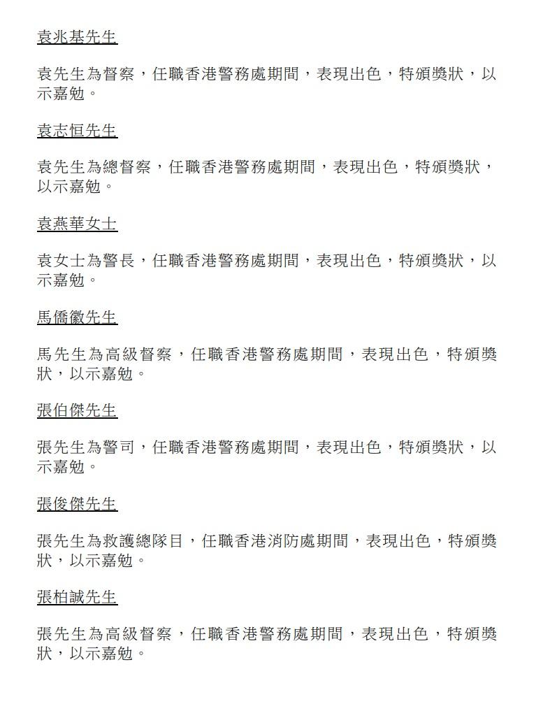 授勳2024|行政長官公共服務獎狀。(政府新聞處)