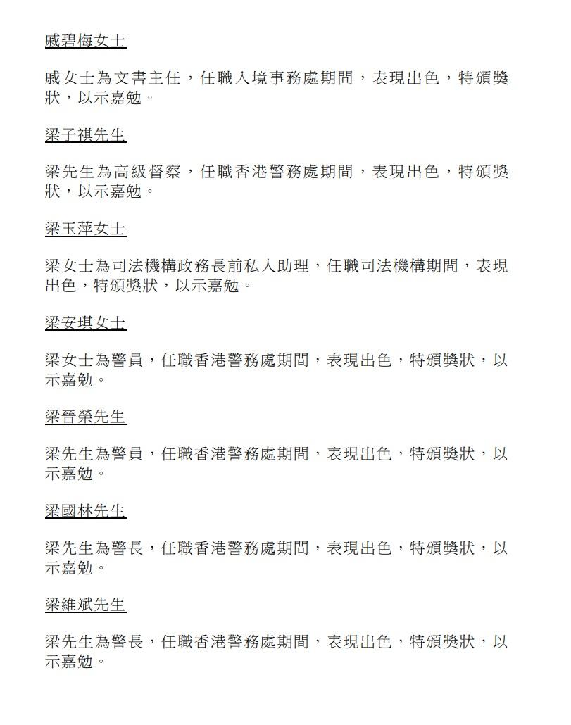 授勳2024|行政長官公共服務獎狀。(政府新聞處)