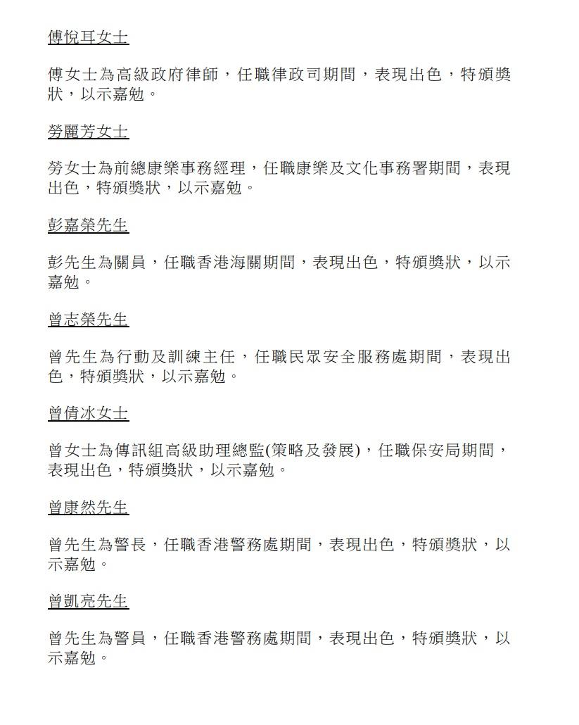 授勳2024|行政長官公共服務獎狀。(政府新聞處)