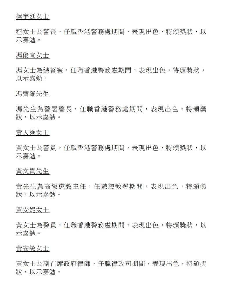 授勳2024|行政長官公共服務獎狀。(政府新聞處)