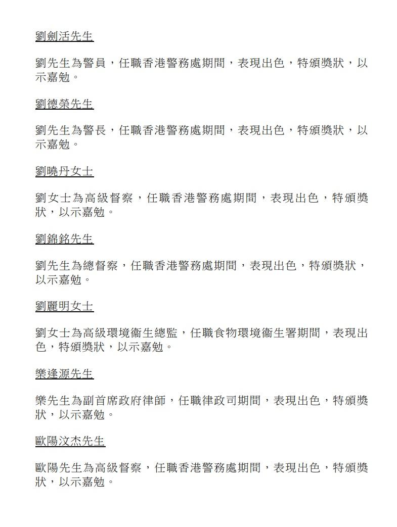 授勳2024|行政長官公共服務獎狀。(政府新聞處)