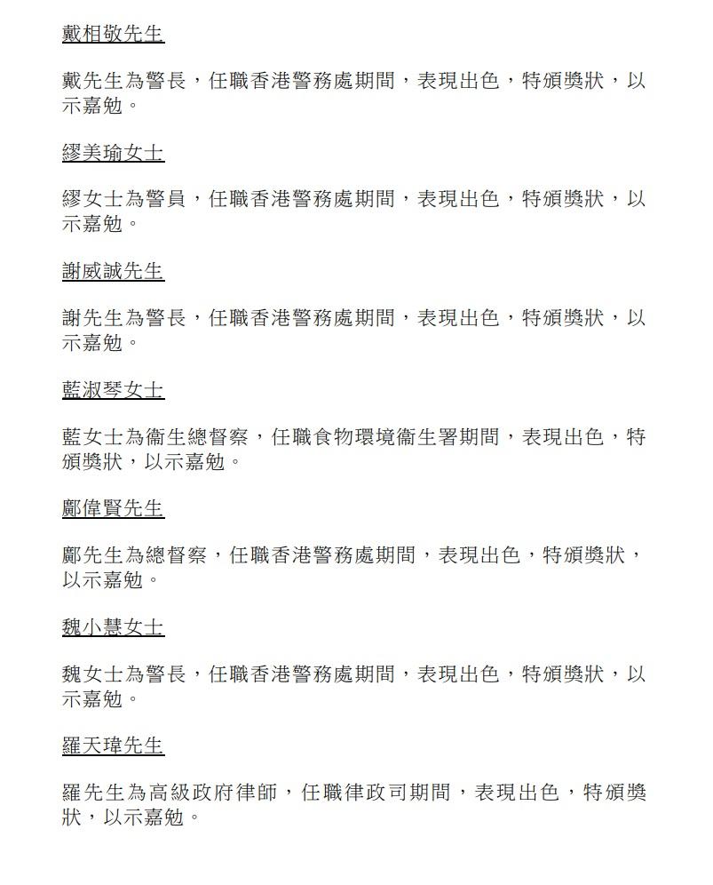 授勳2024|行政長官公共服務獎狀。(政府新聞處)